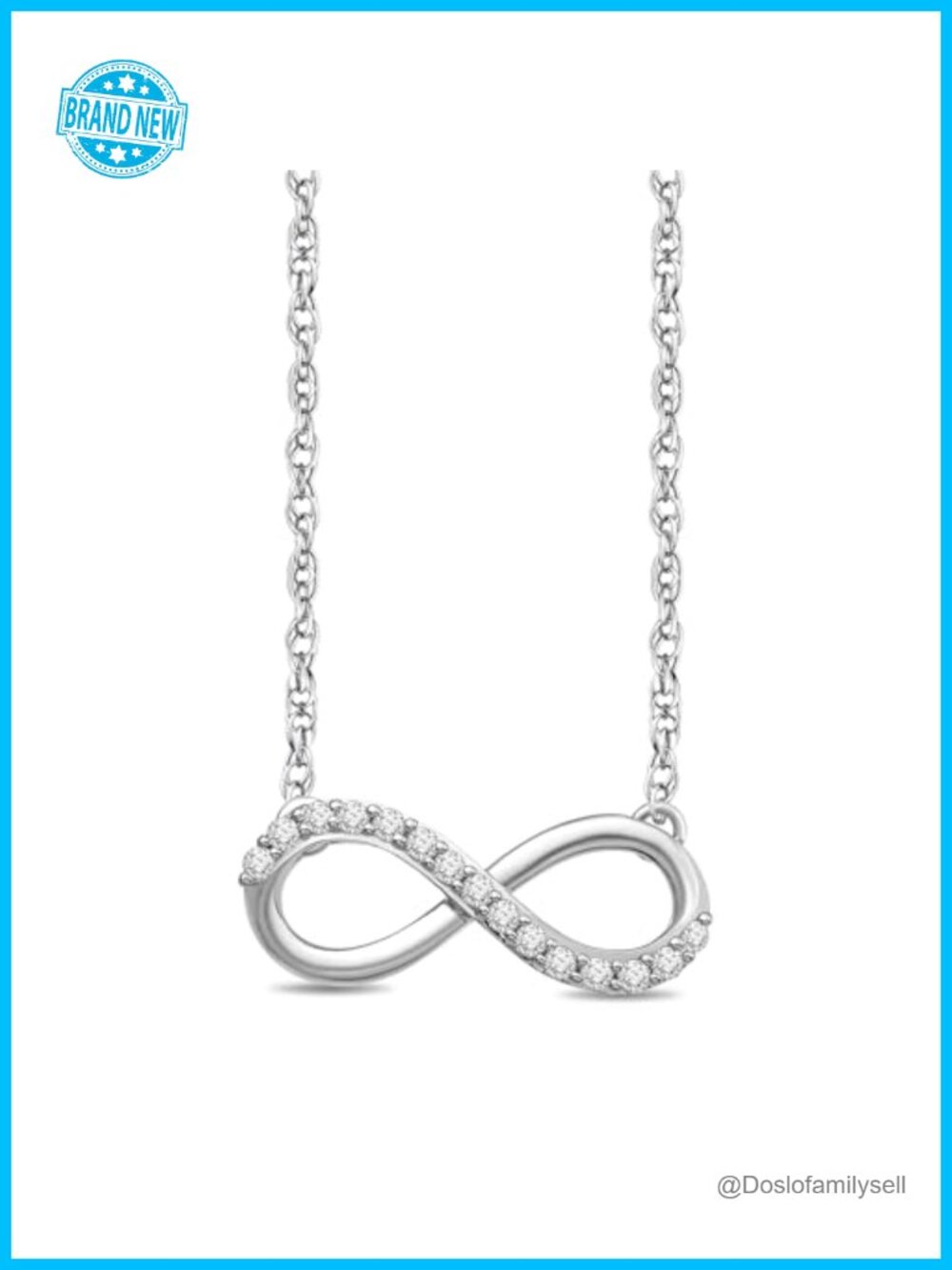 10K White Gold Infinity Diamond Pendant Necklace
